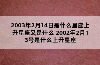 2003年2月14日是什么星座上升星座又是什么 2002年2月13号是什么上升星座